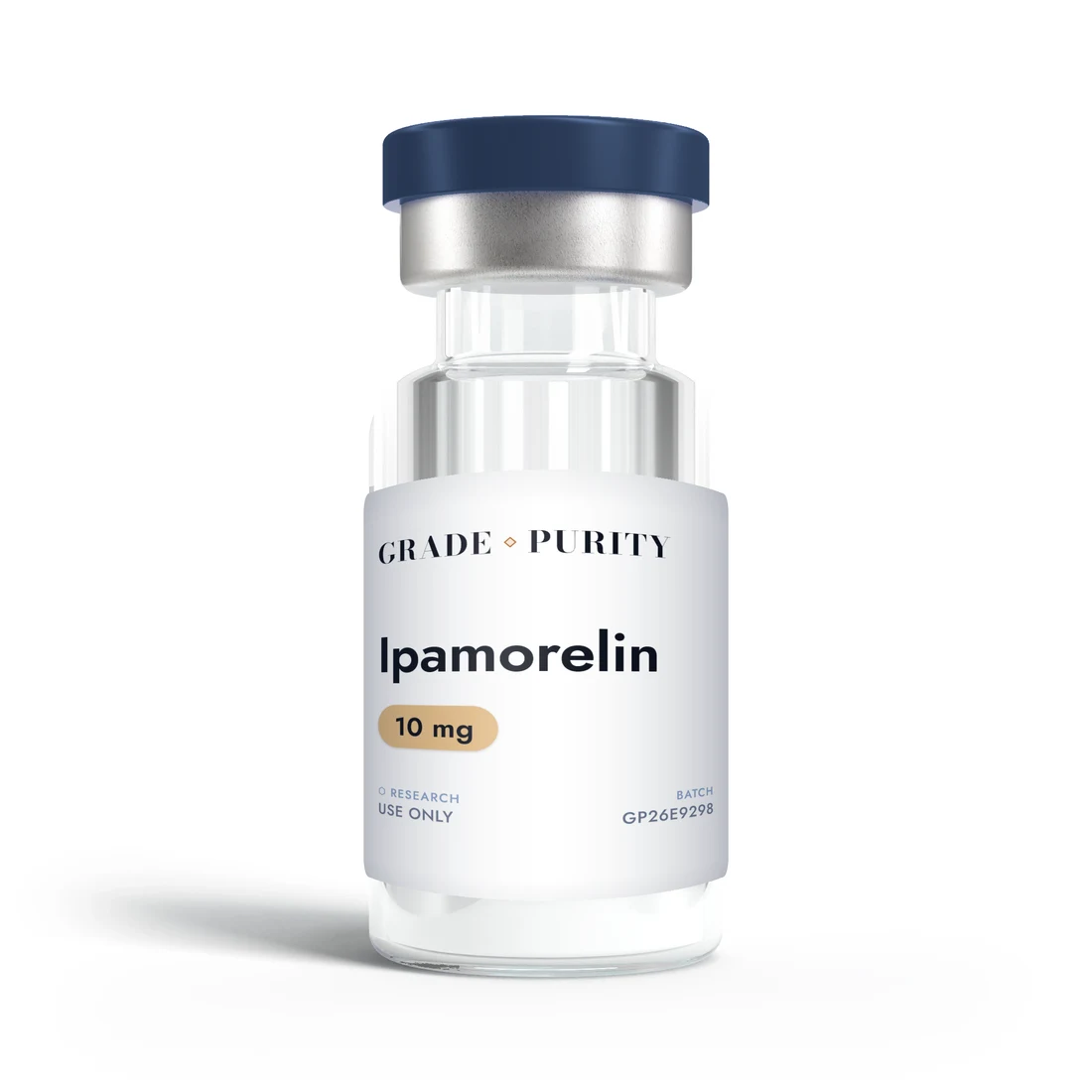 Ipamorelin, research-grade peptide vial