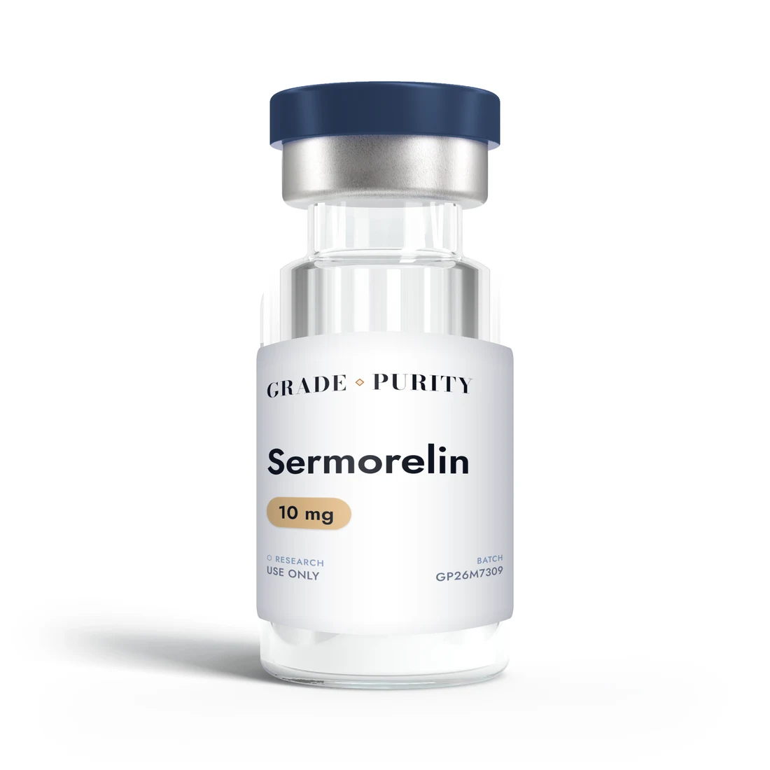 Sermorelin, research-grade peptide vial